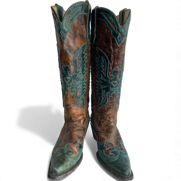 Corral Leather Western Cowgirl Snip Toe Tall Boots Women's 8 M - Picture 3 of 16